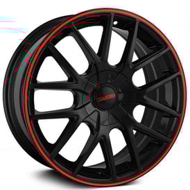 18" Touren Wheels TR60 3260 Black with Red Ring Rims 