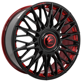 20" Lexani Wheels Newport-XL Custom Gloss Black with Red Accents Rims