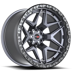 22" Vortek Off-Road VRT-603 Atheno Matte Titanium with Black Bead Ring Rims  