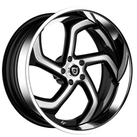 19" Staggered Lexani Forged Wheels LF-761 Swift Black with Brushed Face with Chrome Lip Rims