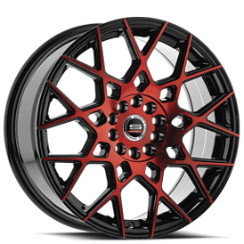 18" SPEC-1 Wheels SP-52 Gloss Black with Red Machined Rims 