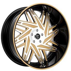 21" Lexani Forged Wheels LF-730 Leo Light Bronze Machined Face with Pin Stripe Black Lip Rims