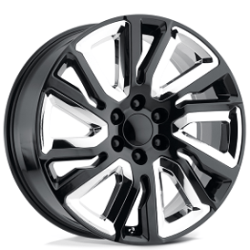 22" Performance Replicas Wheels PR202 Gloss Black with Chrome Accents Rims