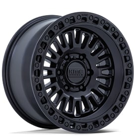 17" KMC Wheels KM554 Aztec Matte Black with Gloss Black Lip Off-Road Rims