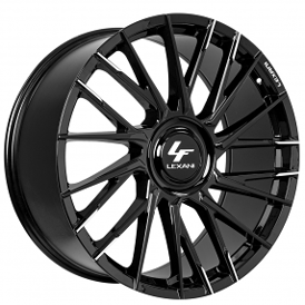 24" Staggered Lexani Wheels Velar-XL Gloss Black Machined Tips Rims