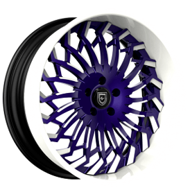21" Staggered Lexani Forged Wheels LF-743 Spartacus Dark Purple with White Accents and Lip Rims