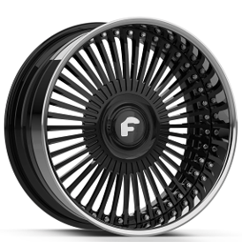 20" Forgiato Wheels Trimestre Gloss Black with Chrome Lip and Black Inner XL Floating Cap Forged Rims 