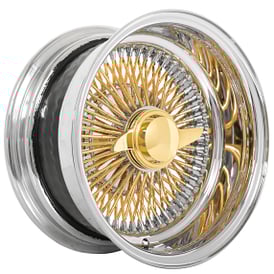 14x6" LA Wire Wheels Reverse 100-Spoke Straight Lace American Gold Plating Spokes with Chrome Nipples and Lip Rims