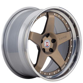 19" HRE Wheels C105 Satin Bronze Center with Polished Clear Outer and Gloss Silver Inner Forged Rims
