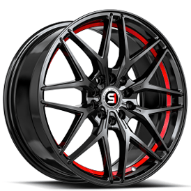 17" SPEC-1 Wheels SP-60 Gloss Black with Red Undercut Rims  
