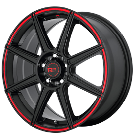 16" Motegi Racing Wheels MR142 CS8 Satin Black with Red Stripe Rims