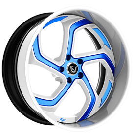 21" Lexani Forged Wheels LF-761 Swift White with Candy Blue Accents Rims