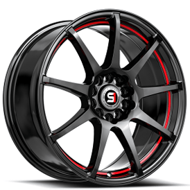 17" SPEC-1 Wheels SP-67 Gloss Black with Red Line Rims 