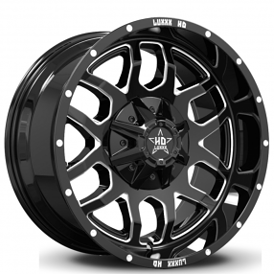 20" Luxxx HD Wheels LHD13 Gloss Black Milled Off-Road Rims