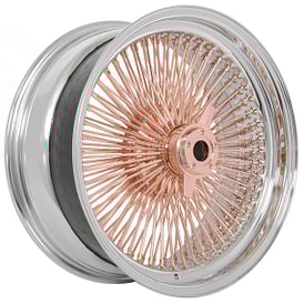 20x8" LA Wire Wheels Standard 150-Spoke Straight Lace Chrome with Rose Gold Center Heavy Duty Knock-Off Rims