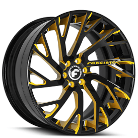 24" Forgiato Wheels Sincro-ECL 2-Tone Black with Yellow Window Accents Forged Rims 
