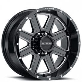 17" Raceline Wheels 940M Hostage Gloss Black Milled Off-Road Rims 