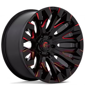 18" Fuel Wheels D829 Quake Gloss Black with Red Milled Crossover Rims