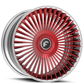 24" Forgiato Wheels Trimestre-ECL Candy Apple Red Face with Chrome Lip XL Floating Cap Forged Rims 