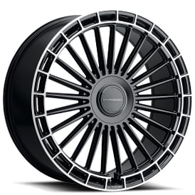 22" Staggered MV Forged Wheels MVF-40 Black Diamond Ring Floating Caps Flow Form Rims 