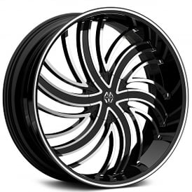 20" Massiv Wheels 924 Tsunami Black with Machined Face and Pinstripe Rims