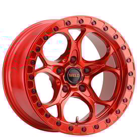 17" Weld Off-Road Wheels Ledge W906 Beadlock Candy Red with Candy Red Ring Rims