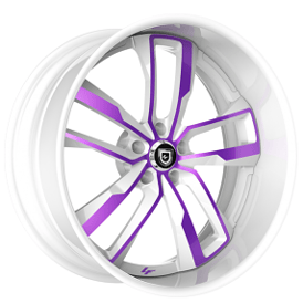19" Staggered Lexani Forged Wheels LF-760 Valante White with Candy Purple Accents Rims