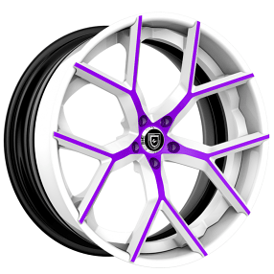 20" Staggered Lexani Forged Wheels LZ-739 Macallan Gloss White with Candy Purple Accents Rims