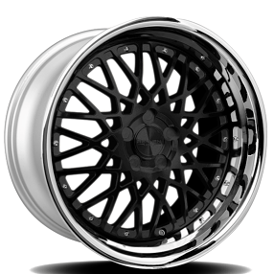 20x8.5/10" Staggered Rennen Wheels CSL 5 Gloss Black with Chrome Step Lip Rims (5x114/112/120, +35/40mm)
