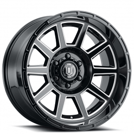 20" ICON Alloys Wheels Recoil Gloss Black Milled Spokes Off-Road Rims
