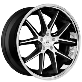 20" Staggered Lexani Wheels Circuit Gloss Black Machined with SS Lip Rims