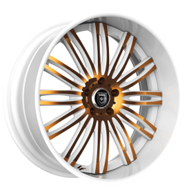 20" Staggered Lexani Forged Wheels LF-758 Bison White with Brushed Gold Accents Rims