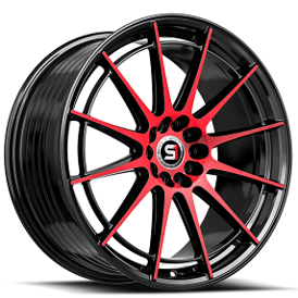 18" SPEC-1 Wheels SP-64 Gloss Black with Red Machined Rims 