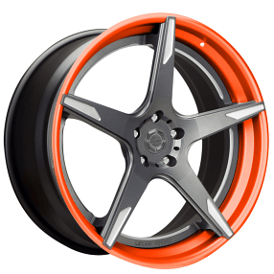 21" Lexani Forged Wheels LZ-103 Gloss Graphite Face with Custom Color Matching Outer Orange Lip Rims
