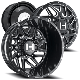 22" Hostile Wheels H401 Sprocket Dually Black Milled Off-Road Rims