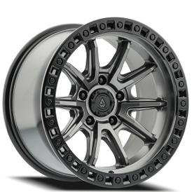 20" Arena Wheel Co A103 Mission Gunmetal Center with Satin Black Lip 5-Lug Off-Road Rims 