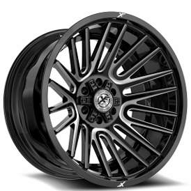 26" XF Off-Road Wheels XF-234 Gloss Black Milled Rims 