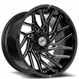 22" XF Off-Road Wheels XF-229 Gloss Black Milled Rims 
