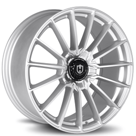 19" Staggered Curva Wheels CFF75 Silver Machined Face Flow Forged Rims