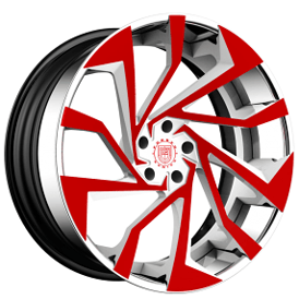20" Lexani Forged Wheels LZ-775 Magnus White and Red 2-Tone Face with Chrome Lip Rims