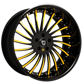 22" Lexani Forged Wheels LF-712 Black with Yellow Accents Rims