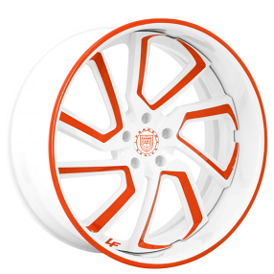19" Lexani Forged Wheels LF-778 Styx Gloss White with Go Mango Orange Accents and Pin Stripe Lip Rims