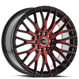 17" SPEC-1 Wheels SP-55 Gloss Black with Red Machined Rims 