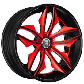 21" Lexani Forged Wheels LZ-754 Fuse Red Face with Black Accents and Lip Rims