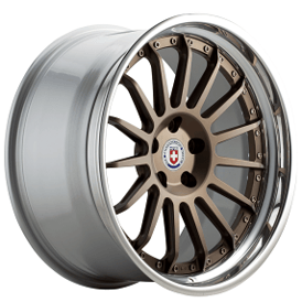 20" Staggered HRE Wheels C109 Satin Bronze Center with Polished Clear Outer and Gloss Silver Inner Forged Rims