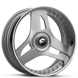22" Forgiato Wheels 713-2 Brushed Silver with Chrome Lip XL Floating Caps Forged Rims 