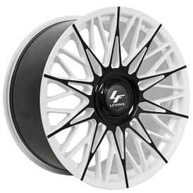 24" Lexani Wheels Newport-XL Custom White with Gloss Black Accents Rims