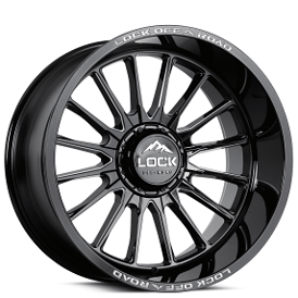 20" Lock Off-Road Wheels X-Treme Striker Gloss Black Milled Rims