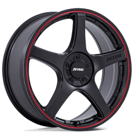 19" Petrol Wheels PE003 P2E Matte Black with Red Lip Rims