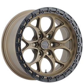 20" Weld Off-Road Wheels Ledge 6 W106 Satin Bronze with Satin Black Ring Rotary Forged Rims